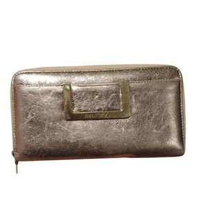 Vintage Jimmy Choo Gold Metallic Leather Long Wallet